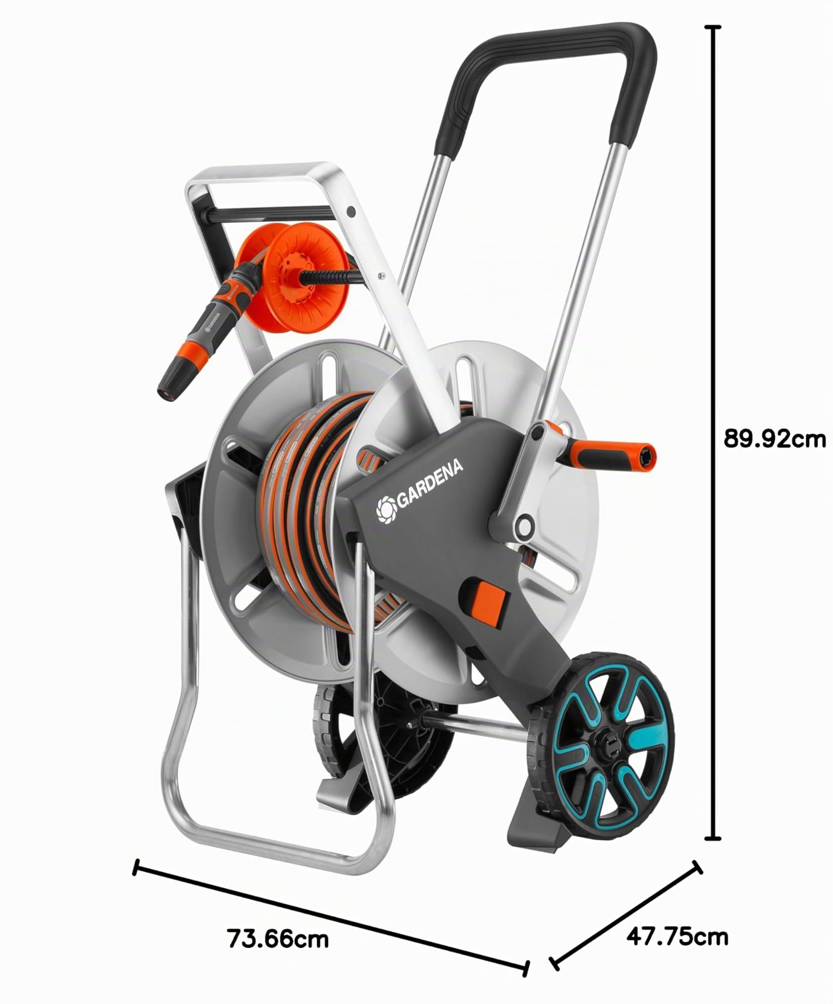 Gardena CleverRoll M Easy Metal Set: Carro para manguera con 60 m de capacidad, guía de manguera muy estable y estable, que incluye una manguera de 25 m (18547-20)