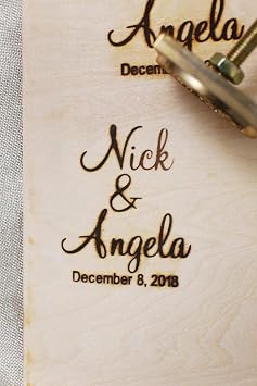 Custom Logo Wood Branding Iron,Durable Leather Branding Iron Stamp,BBQ Heat Stamp Including The Handle, Wedding Custom Name with Date Design Stamp 1.5x1.5
