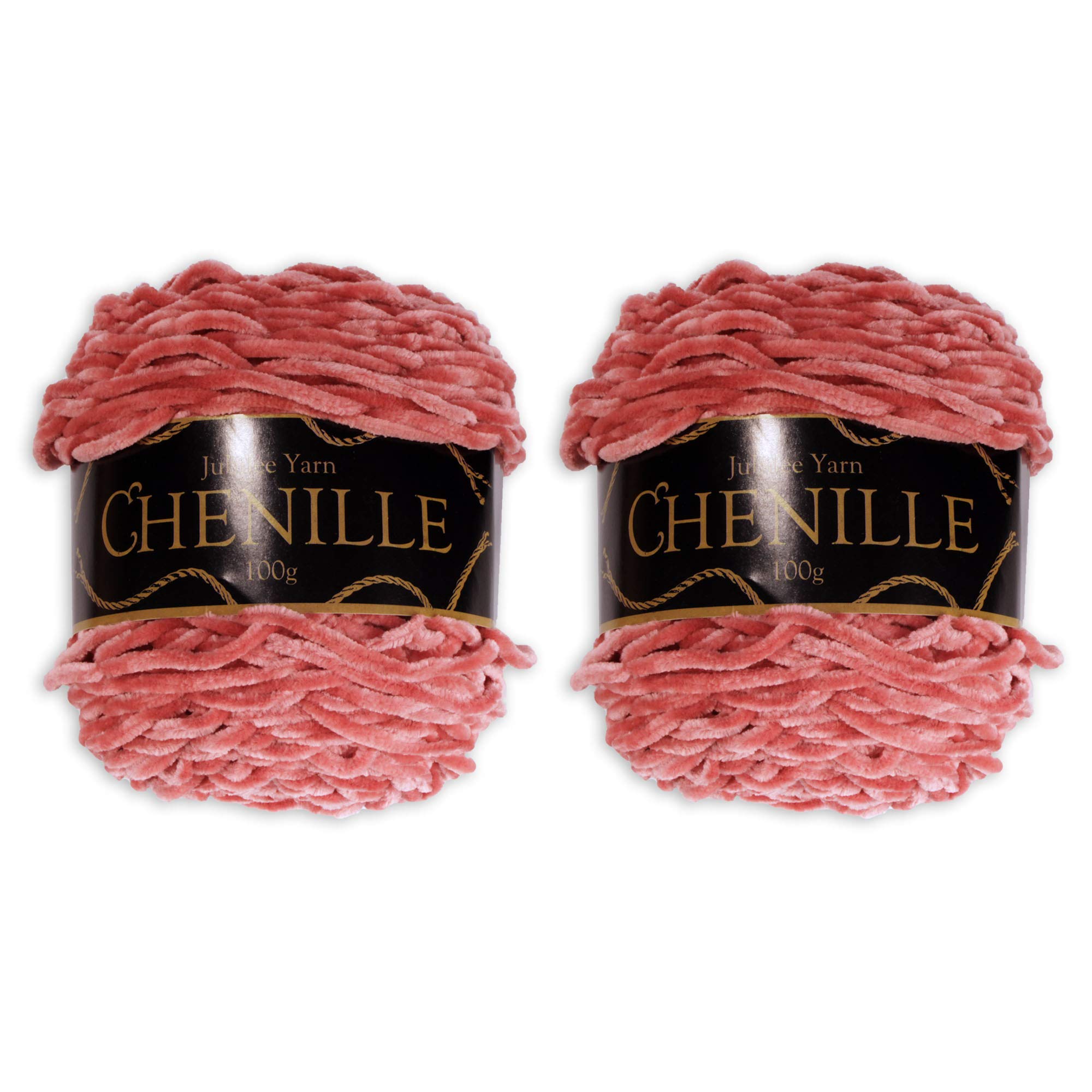 JubileeYarn Chenille Yarn - Worsted Weight - 100g/cake - Rose Quartz - 2 Cakes