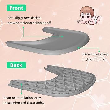 Tray Compatible with Stokke Tripp Trapp Chair, High Chair Tray Accessories for Toddler 6-36 Months, Full Cover High Chair Placemat for Stokke Highchair with Smooth Surface and Strong Suction