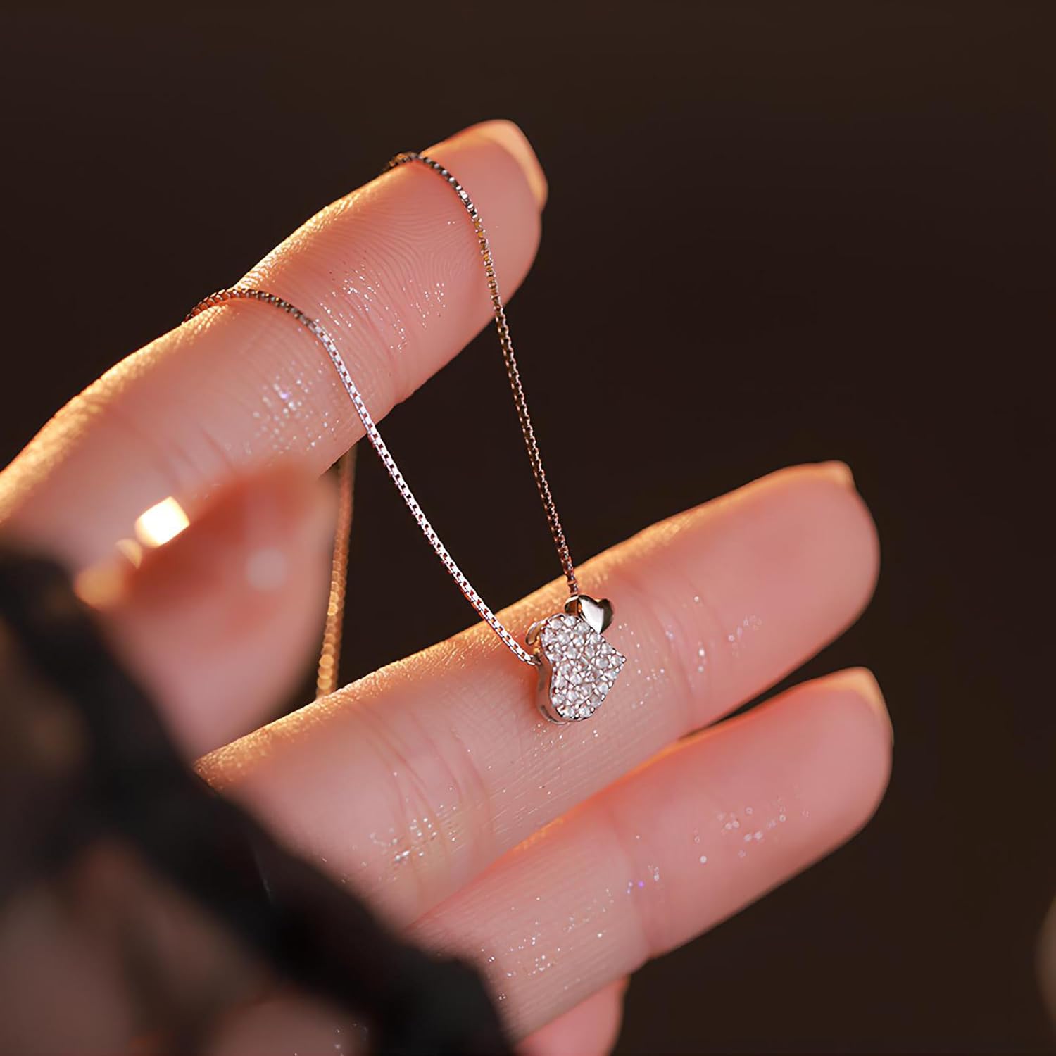 LOVECOM Valentines Gifts S925 Sterling Silver Heart Necklace for Women Dainty 14k Gold Plated CZ Infinity Double Cross Star Pendant Choker Necklaces Trendy Bead Chain Jewelry Gifts for Mom Daughter - Image 5