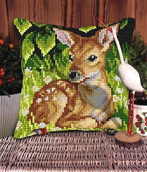 Wizardi Cushion Stamped Cross Stitch kit Roe Deer 9566 Orchidea