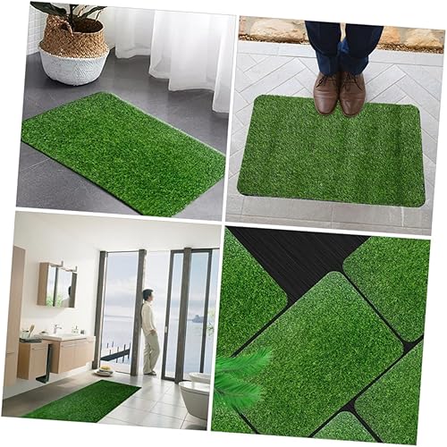 Miniatura 5 de GANAZONO 5 piezas de césped artificial realista para puerta delantera, tapete de mascotas para puerta delantera, felpudos de césped falso al aire
