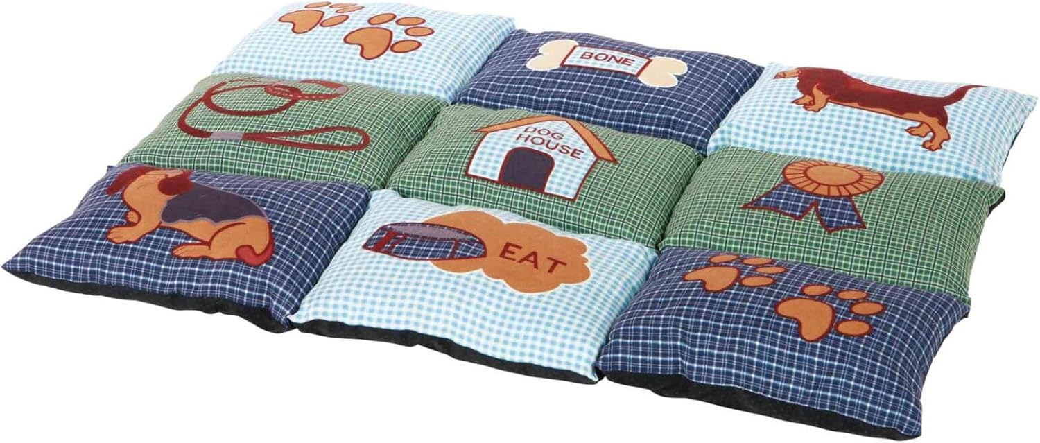 TRIXIE Pet Products Patchwork Quilted Bed, Blue/Green