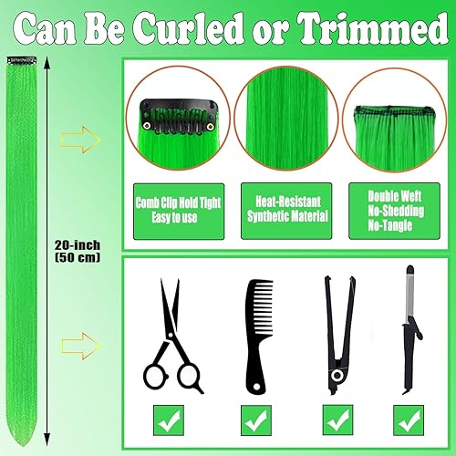 Miniatura 9 de 22 extensiones de cabello rosa con clip, extensiones sintéticas de neón de colores para fiestas, accesorios de cabello arcoíris para niñas, mujeres