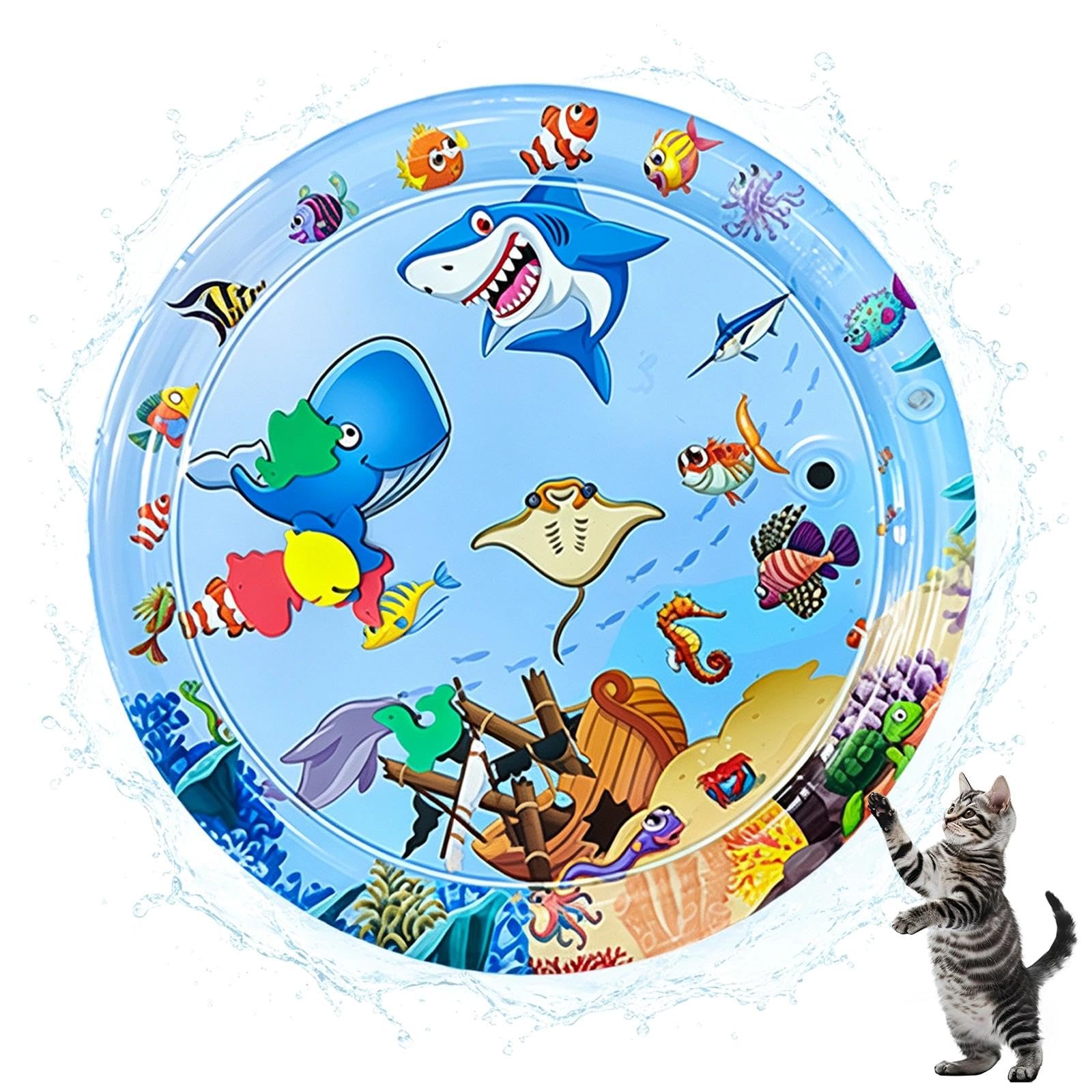 Wasserspielmatte für Katzen, Sensorische Wassermatte Katzen Haustiere, Spielmatte Kühlmatte Hunde, Katzenspielzeug