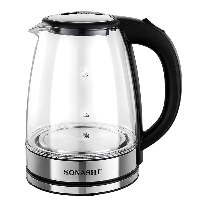 Buy Sonashi 1.8 L Cordless Kettle SKT1809 Glass Kettle w/ Safety Lock Lid, 360degree Swivel