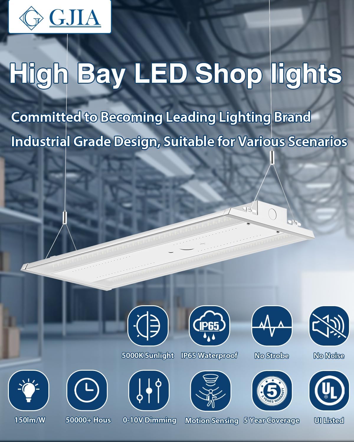 LED Linear High Bay Light 4-Pack, 210W 31500LM 0-10V Dimmable 5000K Daylight, Adjustable High Bay LED Shop Lights Lighting Fixtures for Garage Warehouse Workshop, UL