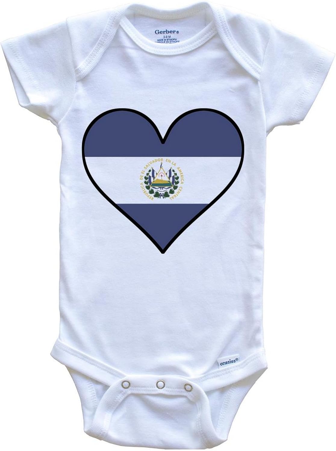 Really Awesome Shirts Salvadorian Flag One Piece Baby Bodysuit - Cute Salvadorian Flag Heart - El Salvador Baby Bodysuit