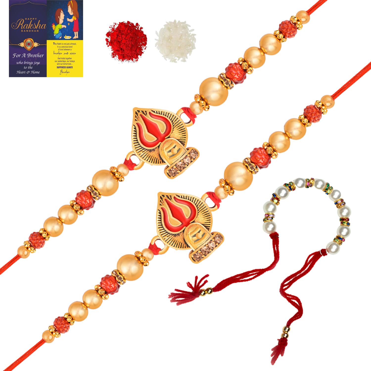 Bhaiya Bhabhi Rakhi Gift Set | Rakhi For Brother | Roli Chawal | Greeting Card | Rakshabandhan | Couple Rakhi | Bhaiya Bhabhi Rakhi | Rakhi Combo Set | 2 Rakhi + 1 Lumba Rakhi-image-37