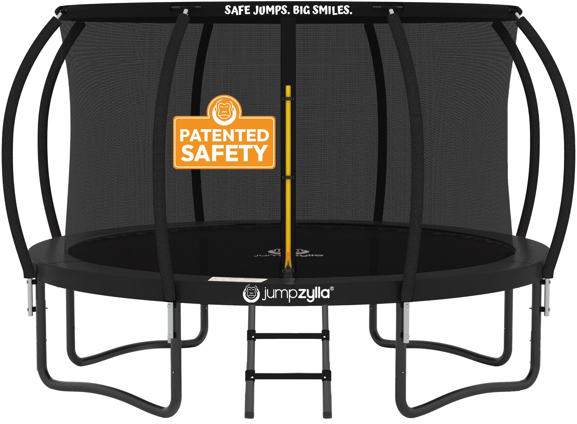JUMPZYLLA Trampoline 8FT 10FT 12FT 14FT with Enclosure - Recreational Trampolines with Ladder and Galvanized Anti-Rust Coating, ASTM Approval- Outdoor Trampoline for Kids