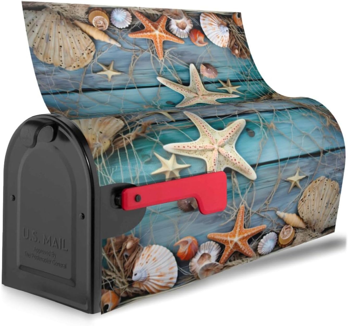 Mailbox Cover Old Wooden Starfish Summer Marine Wood Texture Mailbox Covers Magnetic Mail Wraps Post Garden Decorations 21x18 in