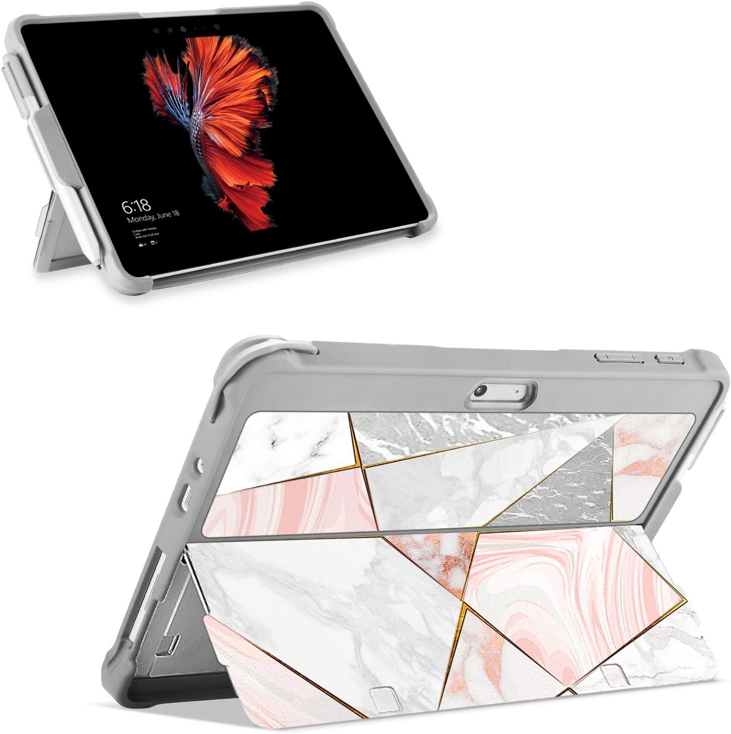 for Surface Go 3 Case Surface Go 2 Case, Surface Go Case, Shockproof Rugged Folio Surface Go 3/ Go 2/ Go Protective Case Cover Compatible with Microsoft Surface Go 2/ Go 3/ Go 10 inch Tablet Case for Surface go/go 2 RoseGoldM