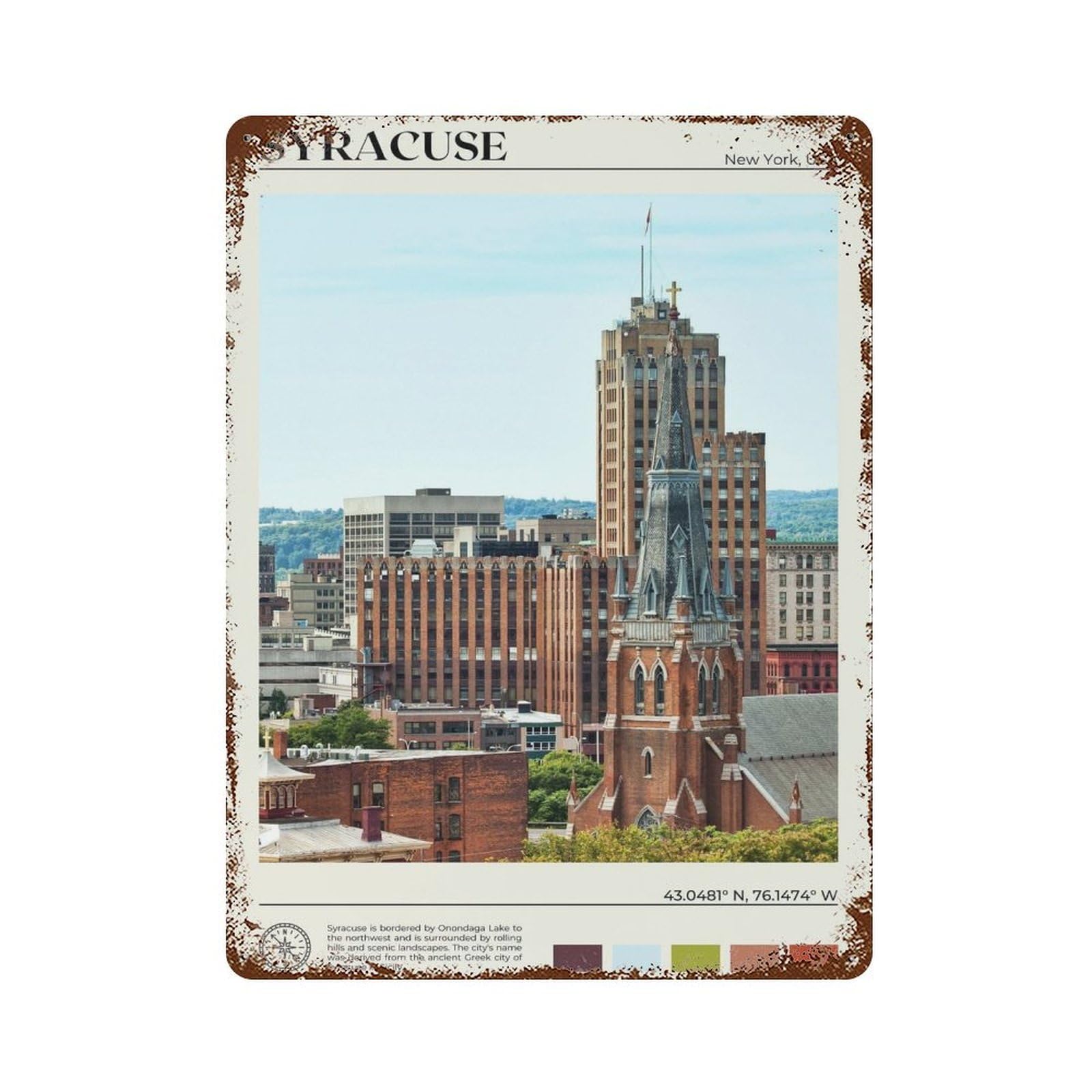 xiaoxiaoshen Real Photo Syracuse Decor New York Wall Decor Art Metal Tin Poster Modern Home Decor Art Home Bar Shop Decorations Vintage Sign 40x30cm