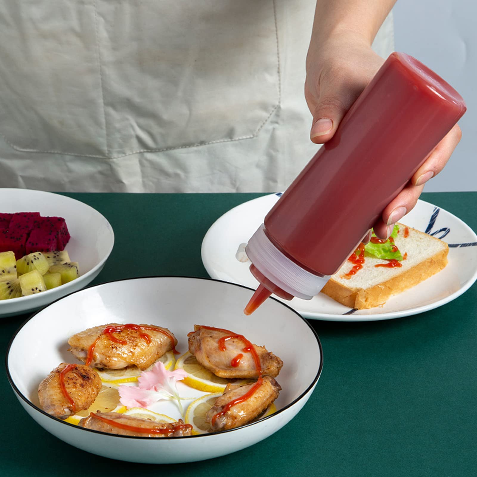Dokpav 2 Pcs Plastic Squeeze Bottles, 250 ml No Leak Condiment