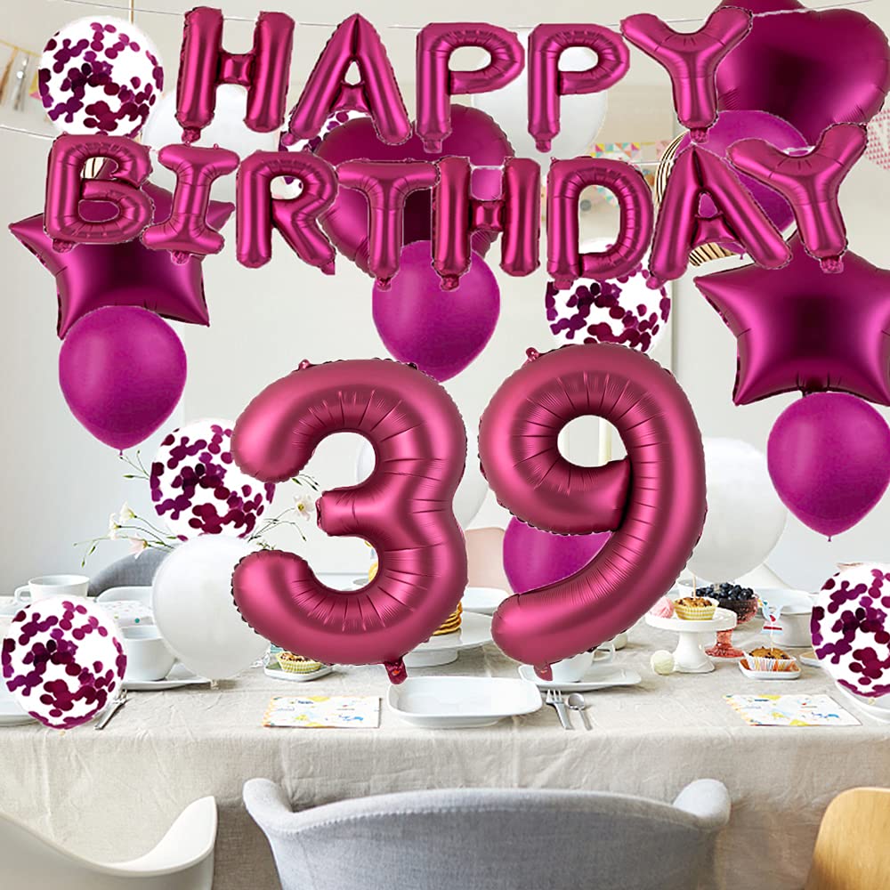 39. Geburtstag Kuchendekoration – Glitzer-Herz Zahl 39, Pink & Silber