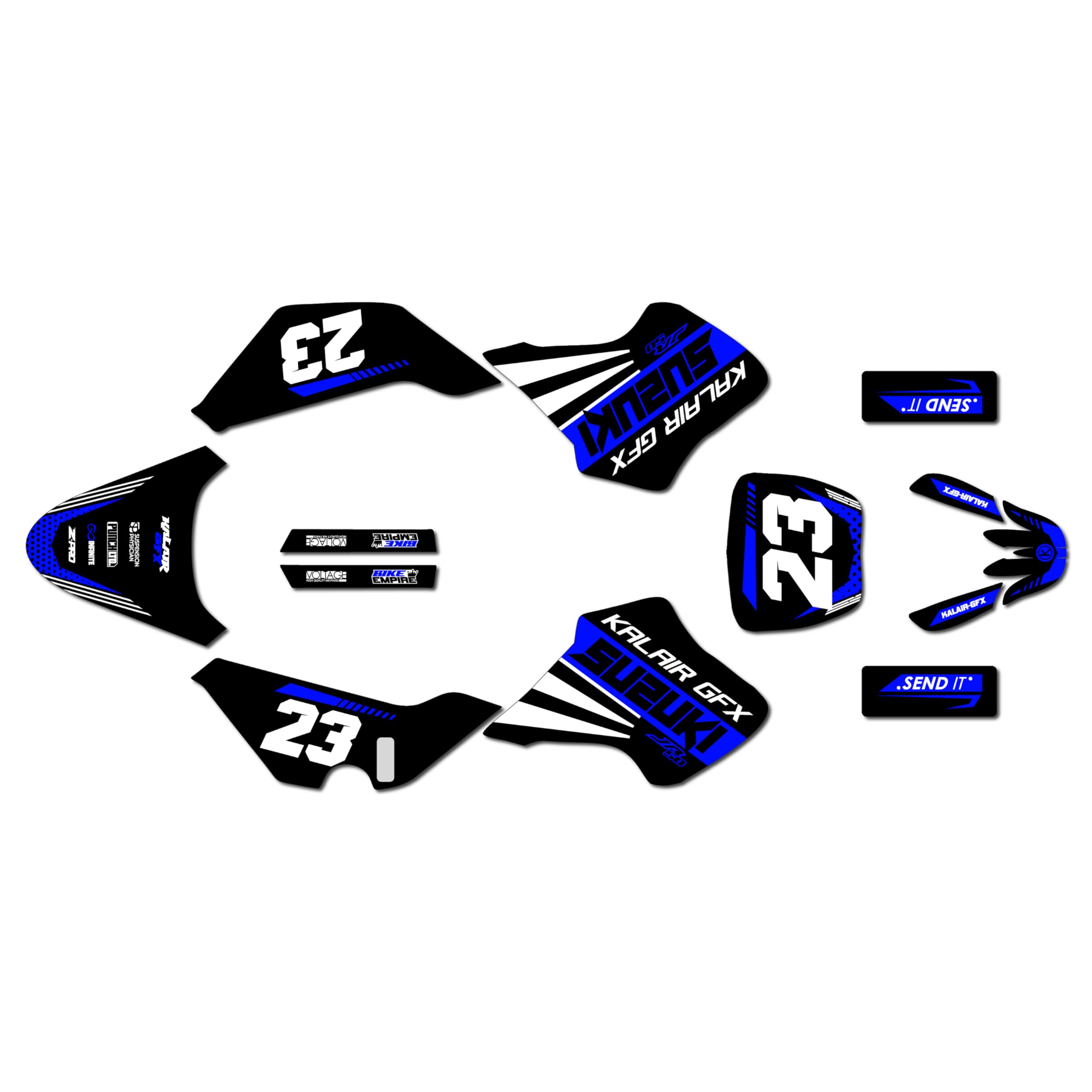Kit de gráficos para Suzuki JR 50 (2000-2006) FH Series Blue 09 Mil – Dirt Pit Bike Motocicleta, calcomanía para motocross, accesorios sin plásticos