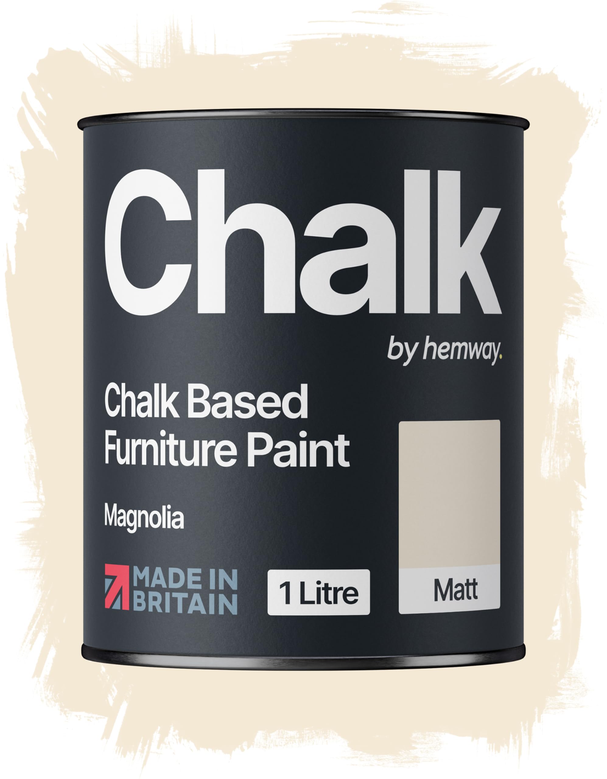 Hemway Magnolia Chalk Based Furniture Paint, 1L, Matt Finish Shabby Chic, Chalk Paint Furniture & Walls, Quick Dry & 1 Coat