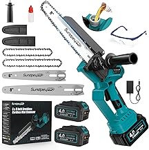 Mini Motosega a Batteria 1180W - 8/6 Pollici Brushless Mini Sega per potatura con 2*4000mAh Batterie, Olio Automatico, Tensione Catena Senza Attrezzi, Motosega Elettrica per Taglio di Legno