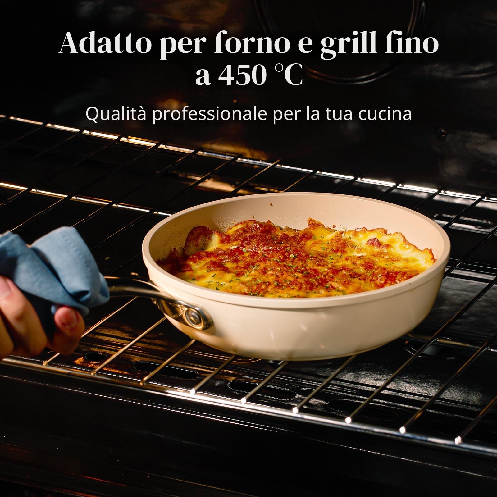 Redchef Padella in ceramica antiaderente da 24 cm, padella da 24 cm, rivestita in ceramica per tutti i piani cottura, senza PTFE, senza PFAS, senza PFOA, adatta a induzione, adatta al forno, lavabile