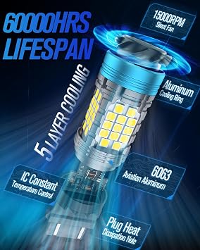 Canbus 3157 LED Bulb With Built in Resistor for Backup Reverse Lights,4600LM 6000K White 3156 3057 4157 LED Bulb for Brake Tail Turn Signal Lights Anti Hyperflash,4114 DRL Bulb(2pcs)