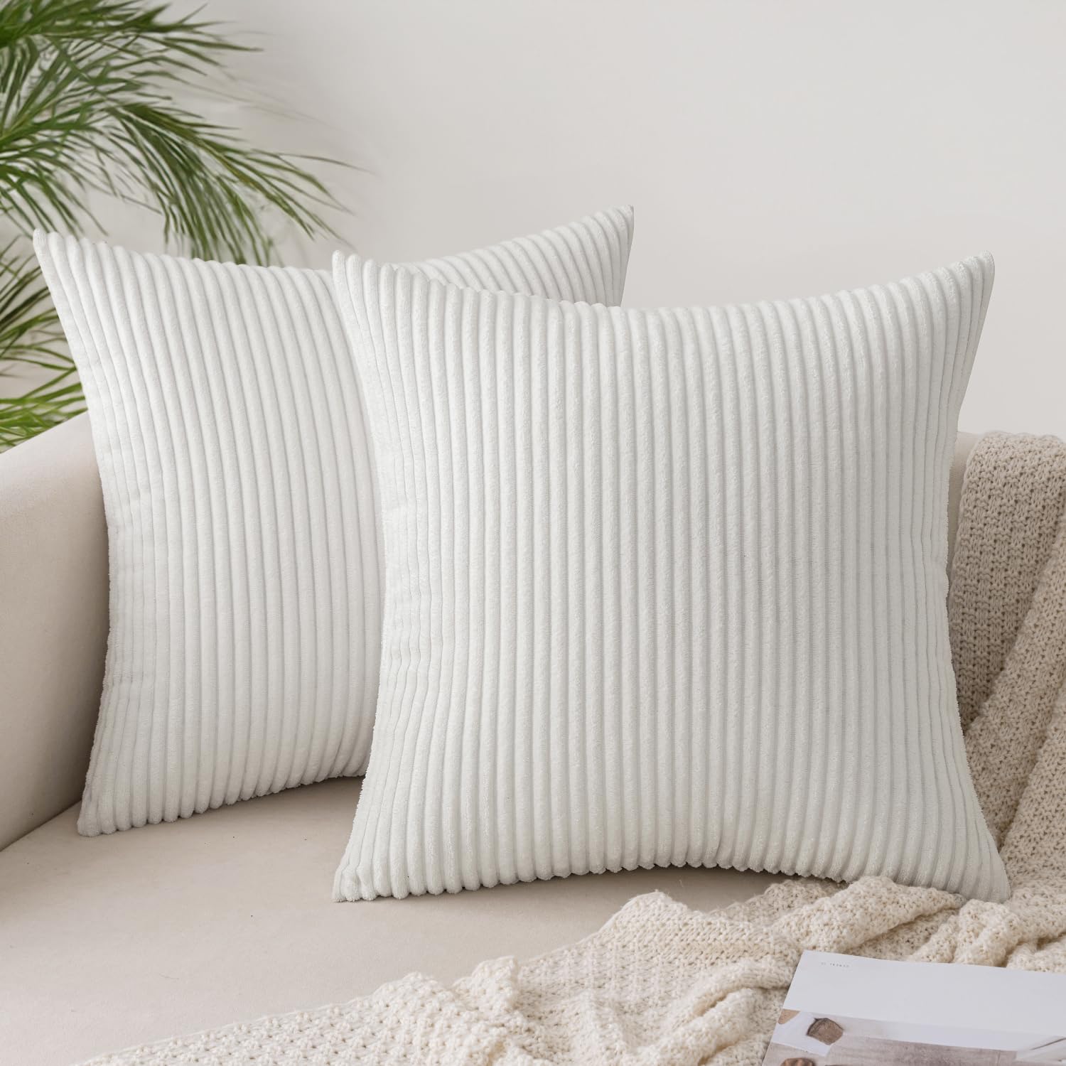 Slozzi 2er Set Kordsamt Kissenbezug Kissenbezüge Kissenhülle Sofakissen Dekokissenbezug Couchkissen Weich für Sofa Schlafzimmer Wohnzimmer Balkon