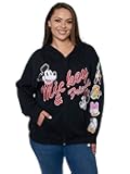 Mickey Mouse Women's Zip Hoodie w/Pockets, Black Fleece Sweatshirt, Daisy, Goofy, Donald, Pluto, Regular & Plus Size