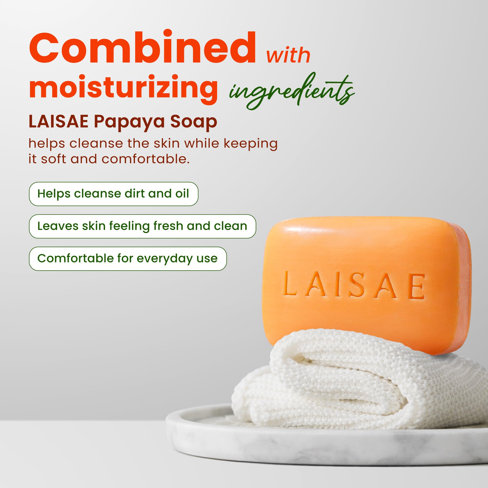 Papaya Aufhellende Seife – für Peeling und Reinigung des Körpers, beseitigt Akne-Narben, Altersflecken und feine Linien, geeignet für alle Hauttypen (2 Riegel/100 ml)