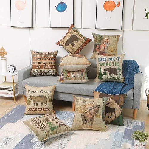 Miniatura 3 de LINKWELL - Funda de almohada para cabaña (18.0 x 18.0in), diseño de alces