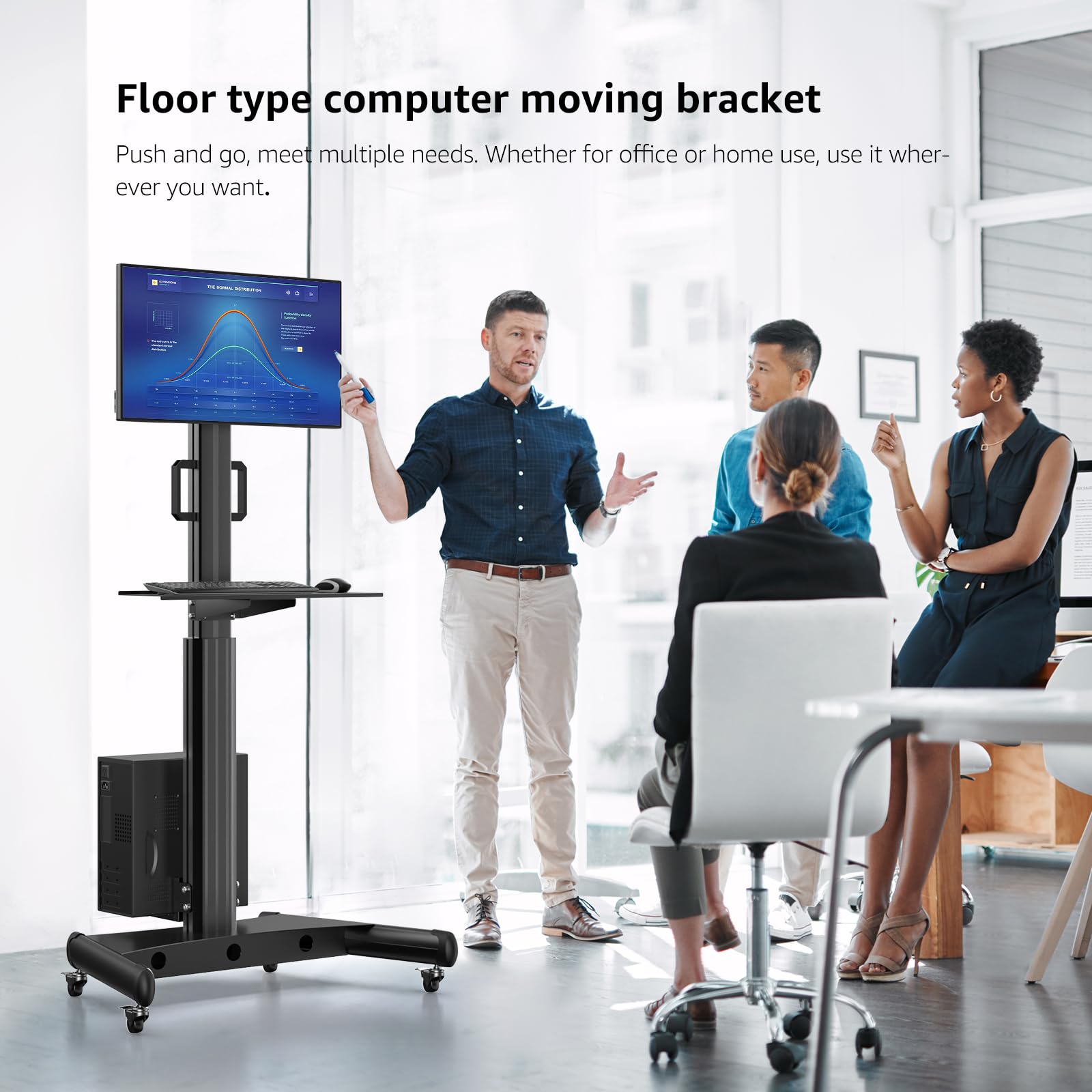 BEWISER Monitor Rollwagen für 15-32 Zoll Monitor Halterung Mobiles Trolley, Mobiler Computer Wagen, Computertisch Trolley für Zahnklinik, Krankenpflege,PC Workstation