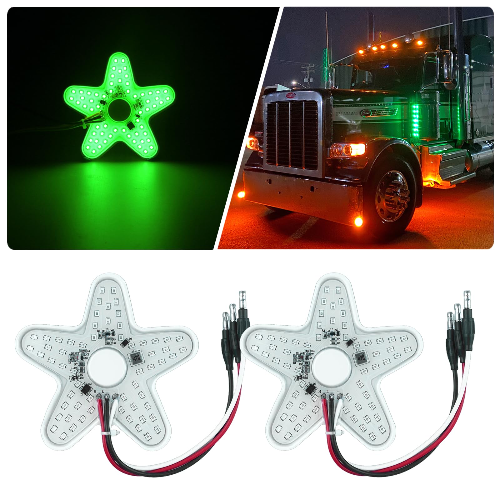 XtraGlow Peterbilt Air Breather Lights A11 Ultra-Thin Hex Style