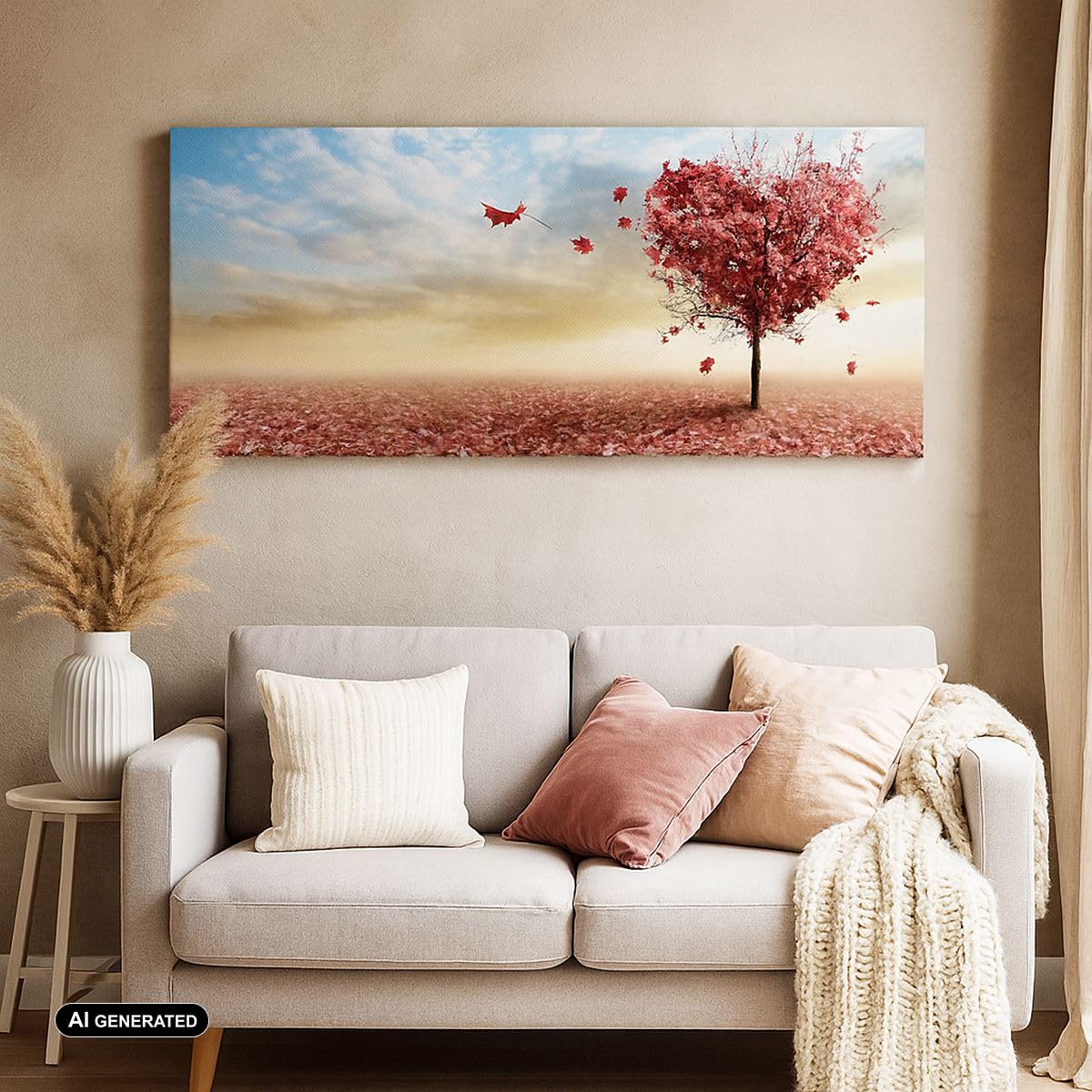 Cuadro sobre Lienzo 140x50cm Moderno Panorámico Paisajes Naturaleza - 2609 | Otoño Árbol Hoja Cuadro Decorativo Grande Arte mural Decoración del Hogar Salón Dormitorio Cocina Oficina Cuadros de Pared
