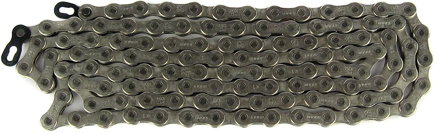 SRAM PC1051 10spd Chain Silver 114 Link with PowerLock, Silver/Grey