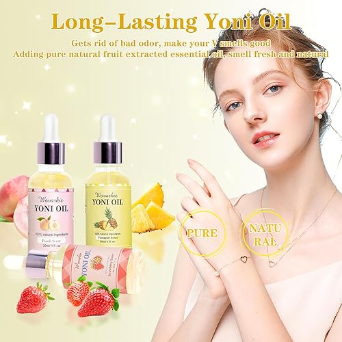 Miniatura 5 de Aceite Yoni para mujer, equilibrio de pH, desodorante femenino, humectante vaginal, cuidado femenino, aceite de Yoni totalmente natural (fresa