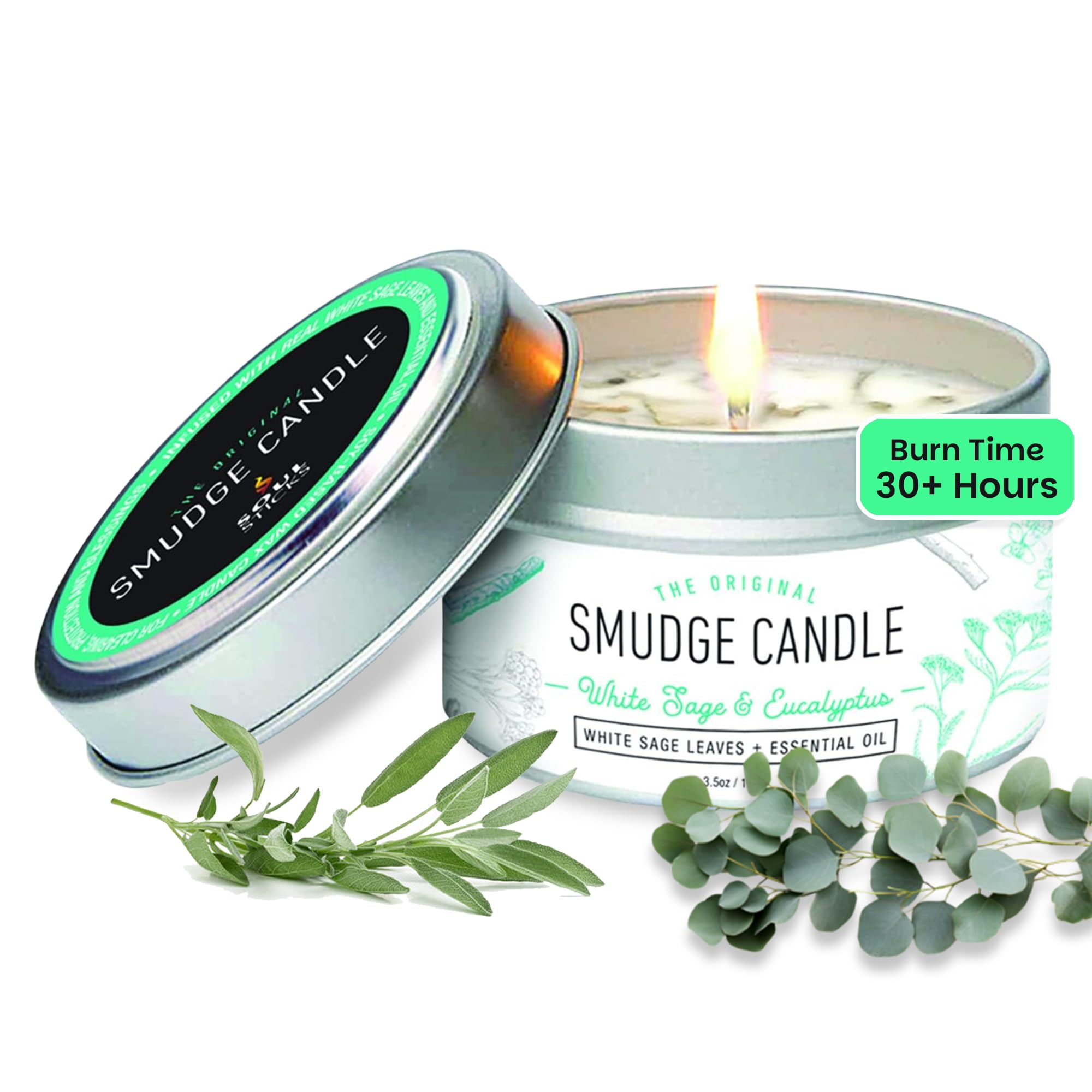 Soul SticksSmudge Candle for Cleansing House, Meditation, Chakra Healing, Aromatherapy | 3.5 Ounce Smudge Candle for Spiritual Cleansing (White Sage & Eucalyptus)