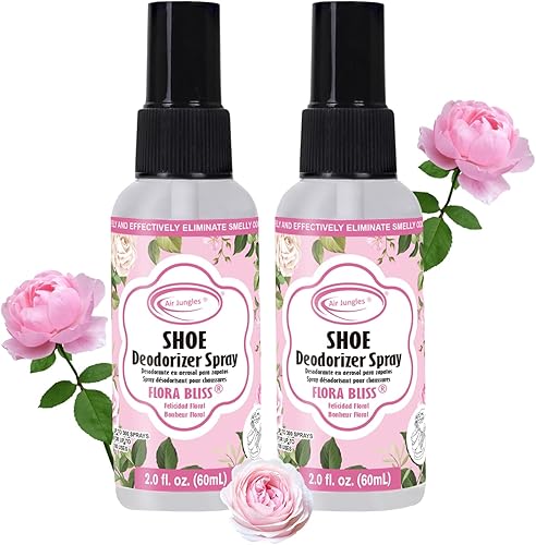 Air Jungles Spray desodorante para zapatos, eliminador de olores de zapatos, eliminador de olores de zapatos, aroma Flora Bliss para tenis, botas y