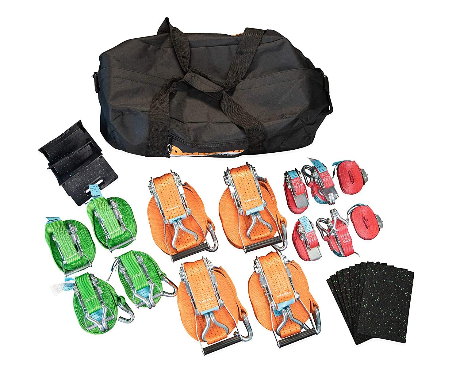 Dolezych Set di Sicure Del Carico, Multi-Uso, con Cinghie di Fissaggio/Paraspigoli/Tappetini Antiscivolo, 26 Parti – Diversi Colori