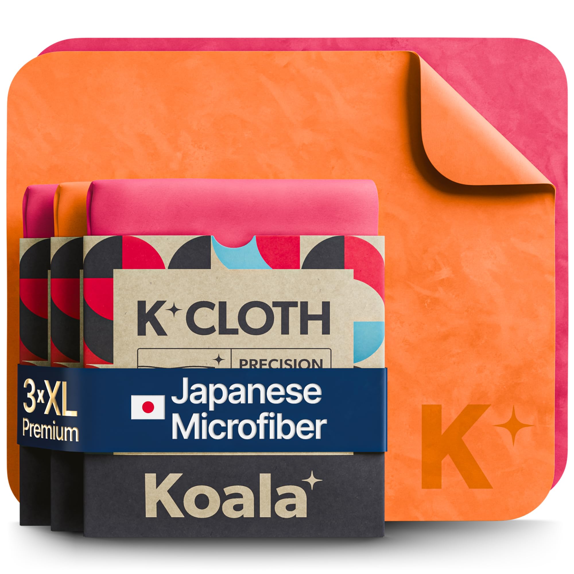 Koala Lens Cleaning Cloth | Japanese Microfiber | Pink &amp; Orange (Pack of 3)
