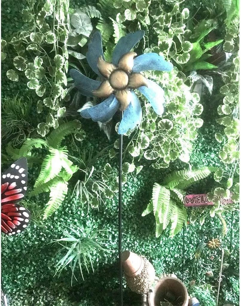 Usoway Iron Windmill Yard Art Outdoor Metal Colorful Willow Leaves Direction Wind Spinner Garden Lawn Decoration Wind Windmill Decor Outdoor, 665599