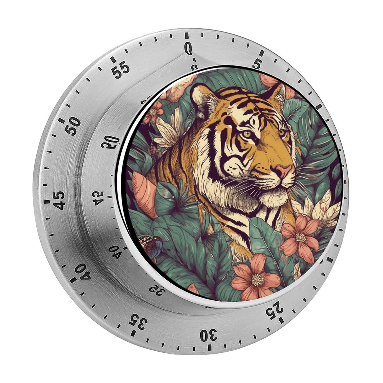 Tropical Tiger Kitchen Timer Chef Cooking Timers Clock with Loud Alarm Exquisite Stainless Steel Mechanical