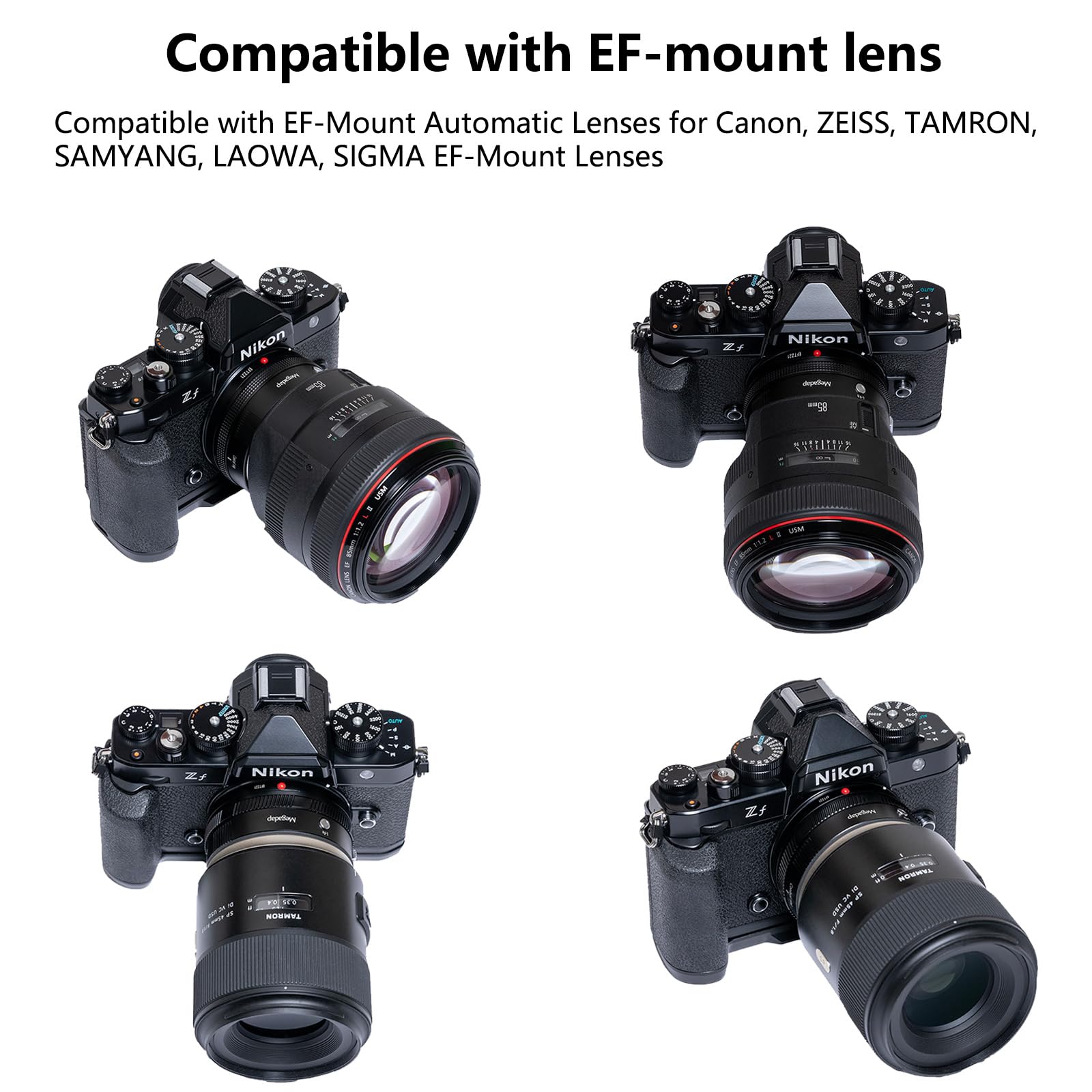 Megadap EFTZ21 Autofokus-Objektiv-Adapter mit integrierter elektronischer Blende – Kompatibel mit Nikon Z-Kameras ZR/Zf/Z6III/Z9/Z8/Z7/Z6 & für Canon/Sigma/Tamron EF-Serie-Objektive