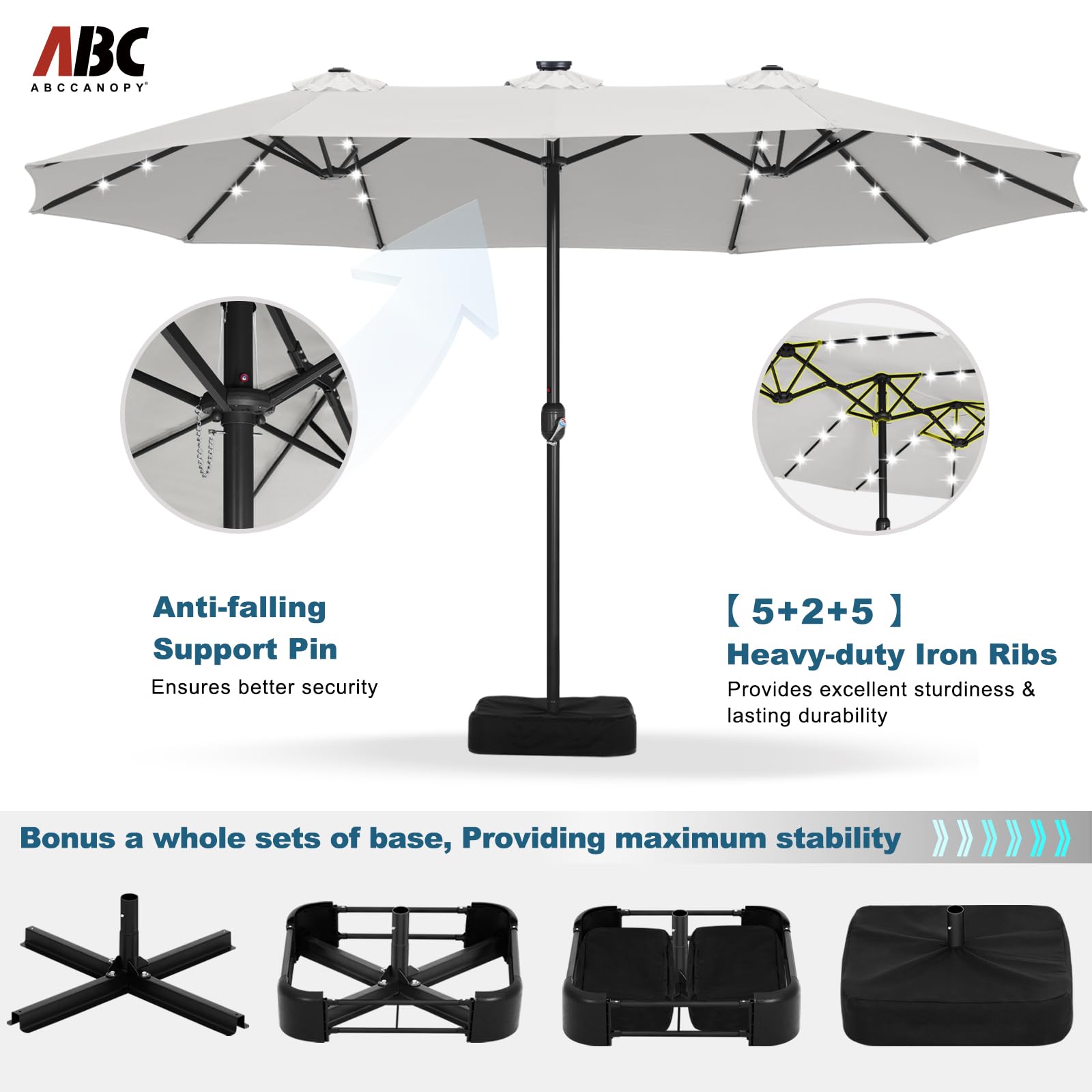 costway patio umbrellas Costway 10FT Patio Solar Umbrella LED Patio Market Steel Tilt With Crank  Outdoor Blue New