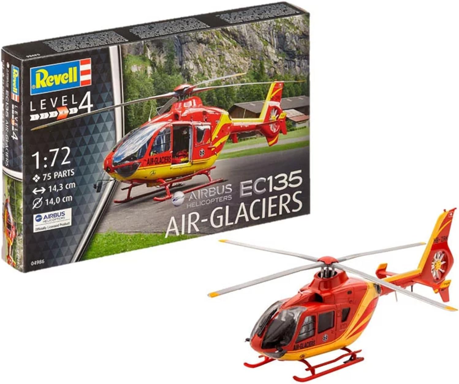 04986 Airbus Helicopters EC135 Air-Glaciers 1:72 Scale Unbuilt/Unpainted Plastic Model Kit