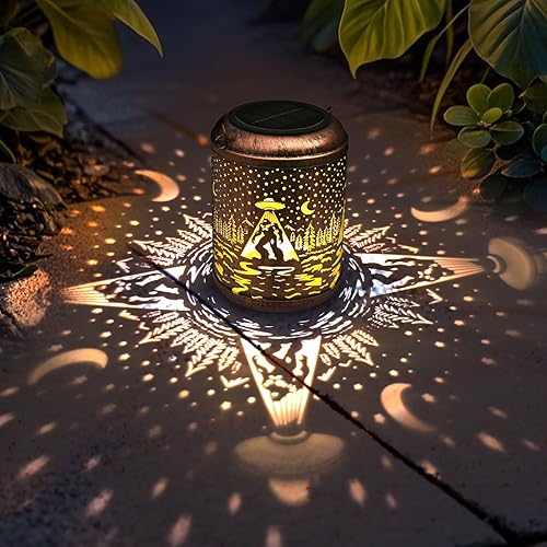 Vista 28 de esgarden Paquete de 2 faroles para exteriores mejorados de 15 lúmenes, regalos de jardinería, faroles solares para patio, luces colgantes