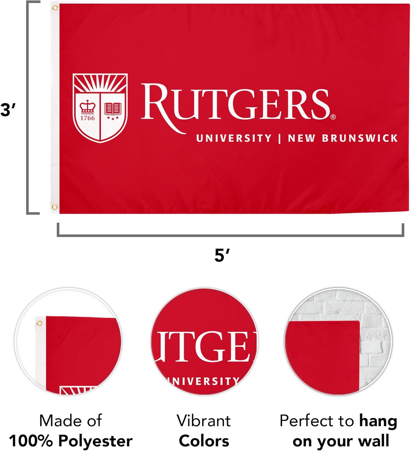 Desert Cactus Rutgers R Flag - 3 x 5 Feet Knights Banner, Indoor/Outdoor Durable Fabric, 100% Polyester Design (Style 3) - Image 3