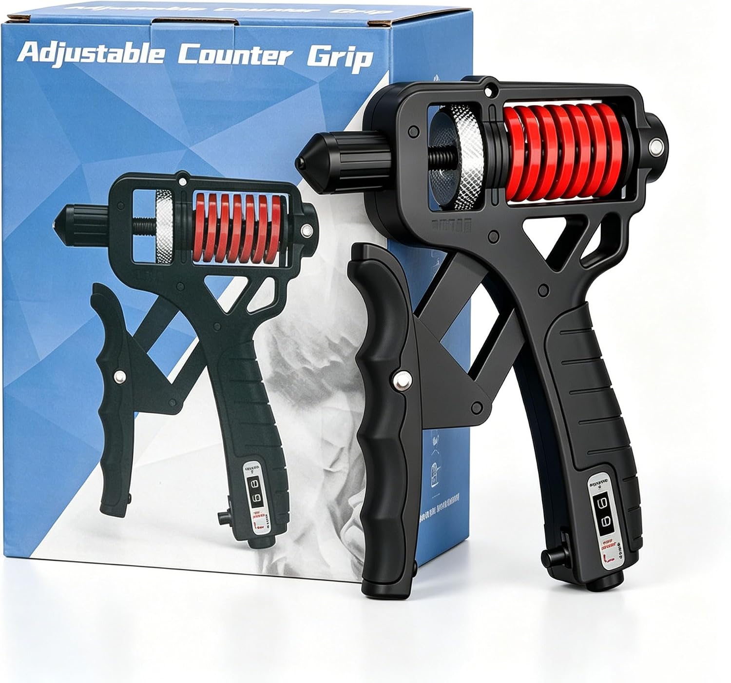 Ergonomic Adjustable H-Grip Hand Trainer Forearm Strengthener with Counter, Adjustable 11-330 Lbs, TPR Non-slip Handles, LED Counter with Accidental Reset Protection for Therapy & Stress Relief