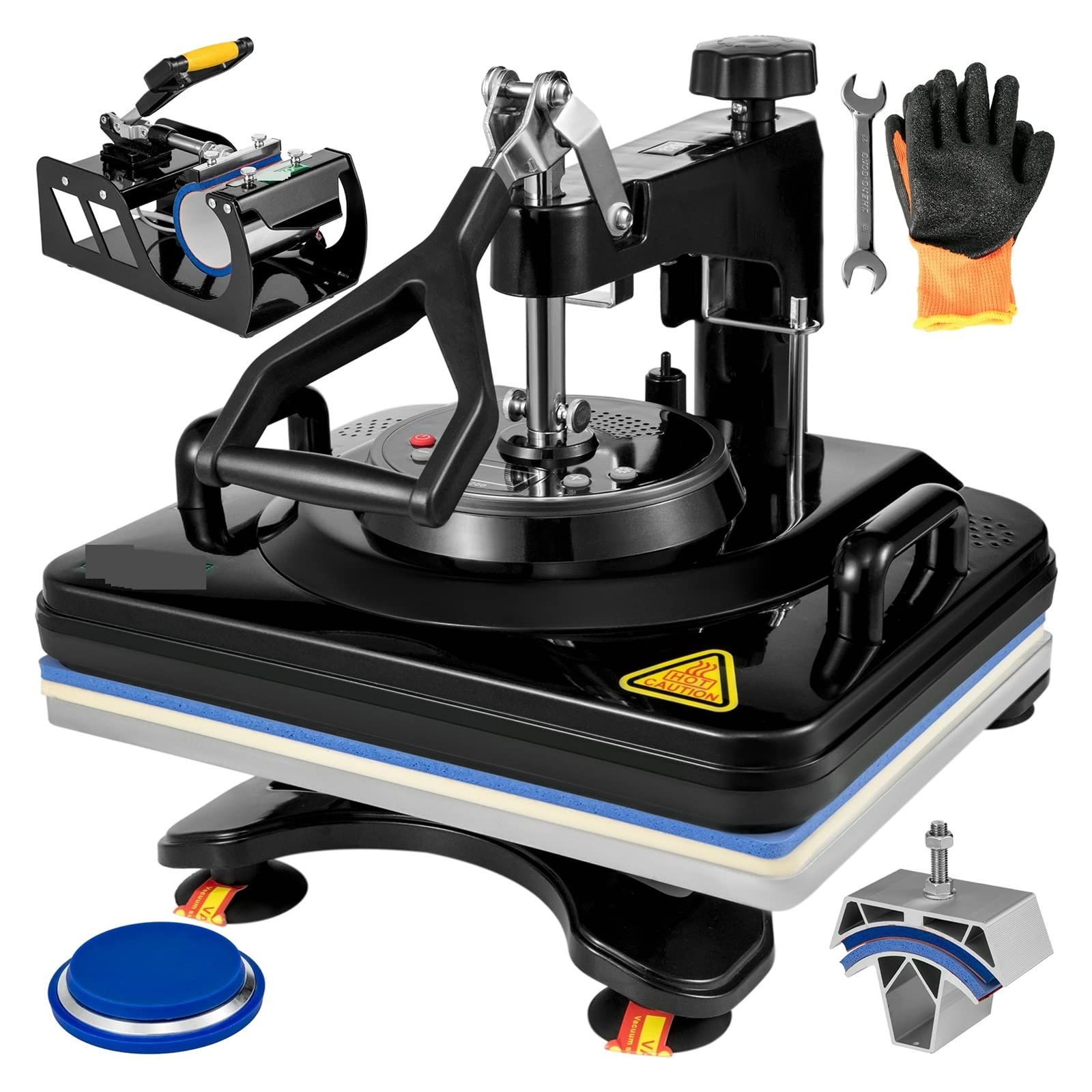 5 in 1 pressa di calore multifunzionale trasferimento digitale sublimazione bilanciere for t-shirt tappi tazze piatti 12x15 pollici per professionisti e appassionati del fai da te(Noir)
