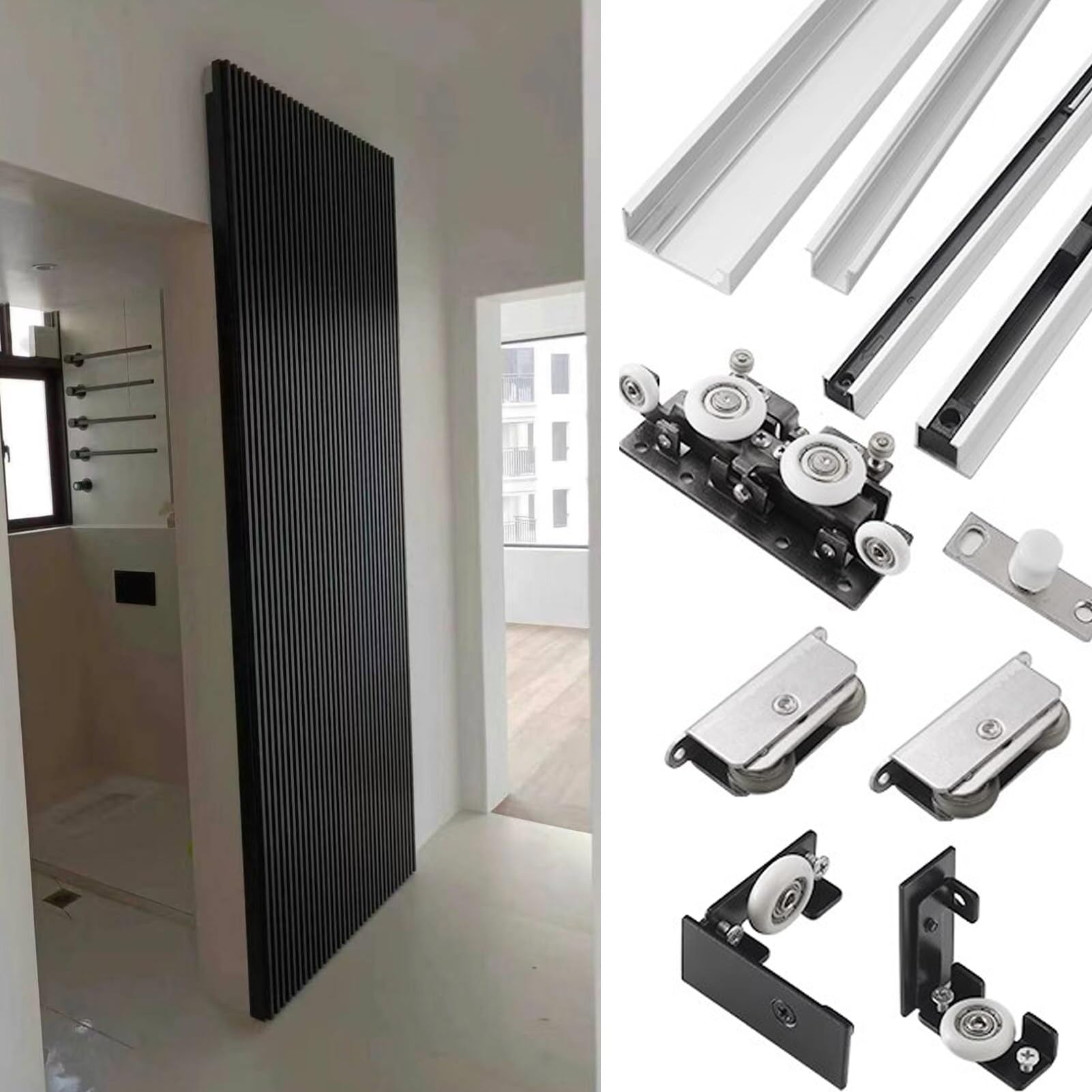 DECAKE Sliding Door Kit 71 52 32 inch Concealed Hardware with Soft Close, Invisible Trackless Ghost for Single Wooden Door, Barn Track(180cm/71inch)