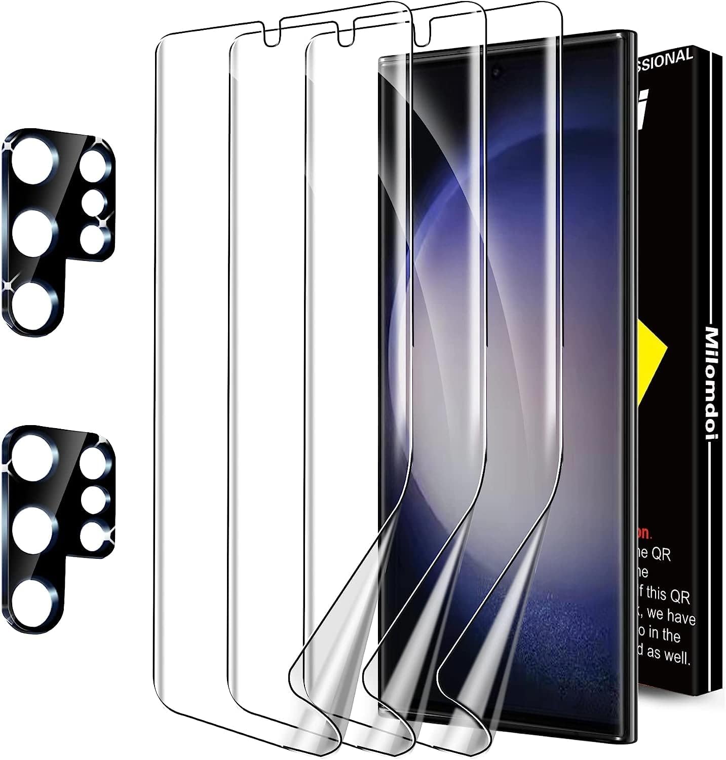 Milomdoi [11 in 1 [New Upgrade] 11 Pack Full Coverage UV Tempered Glass Screen Protector for Samsung Galaxy S22 Ultra 5G with 1 Pack Camera lens Protector Fully Support Fingerprint S Pen Friendly