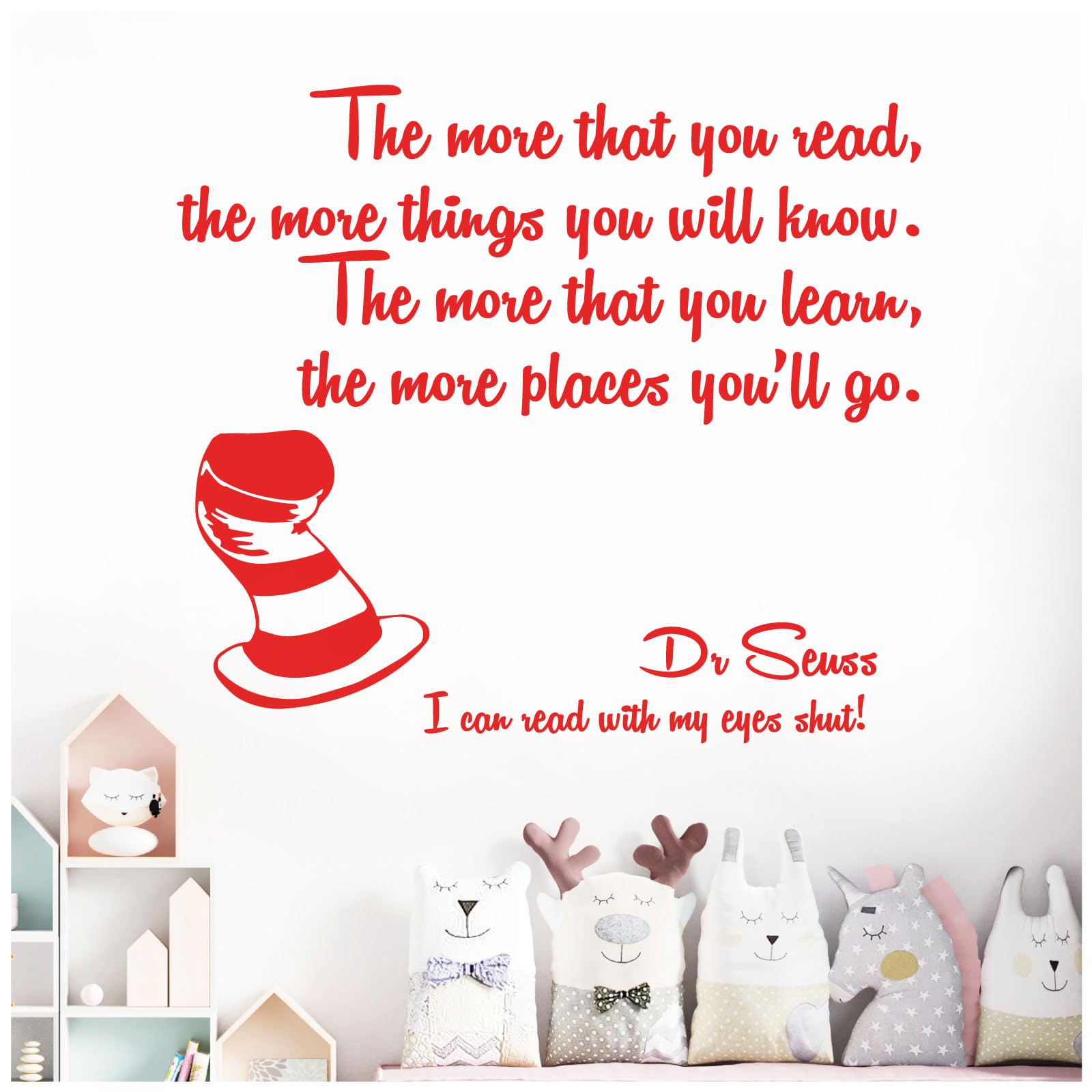 The More that You Read, the More Things You Will Know - Dr Seuss Book Quote Decal Wall Sticker [Medium] [Poppy]